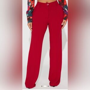 New Fashion Nova Red Wide Leg Trouser Pant Size 1X Long
